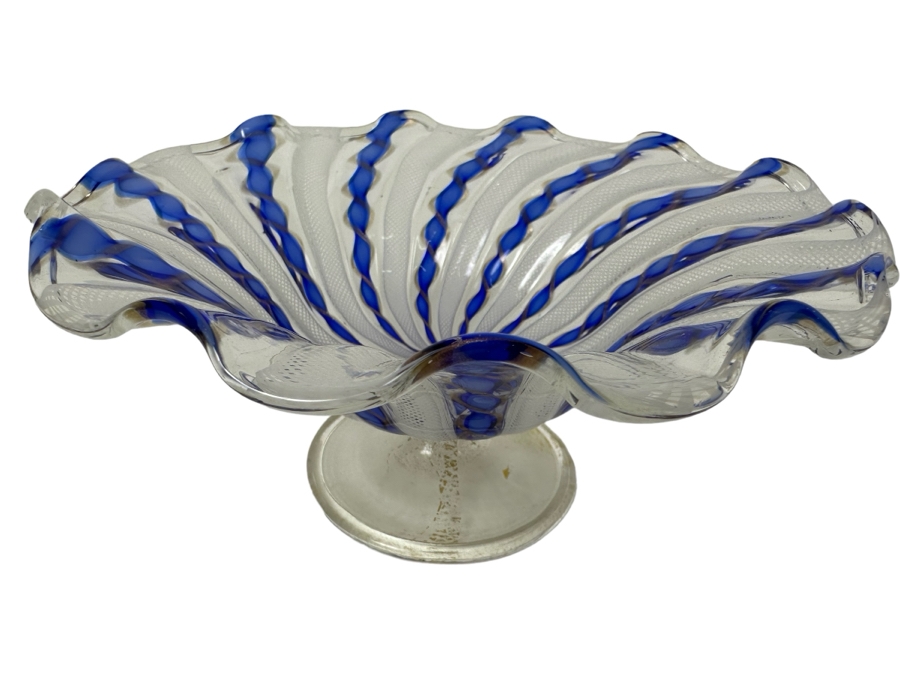 Stunning Italian Venetian Glass Compote Bowl 7'W X 3.5'H [Photo 1]