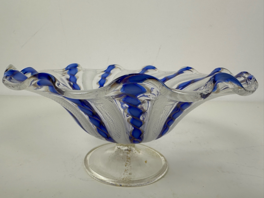 Stunning Italian Venetian Glass Compote Bowl 7'W X 3.5'H [Photo 3]