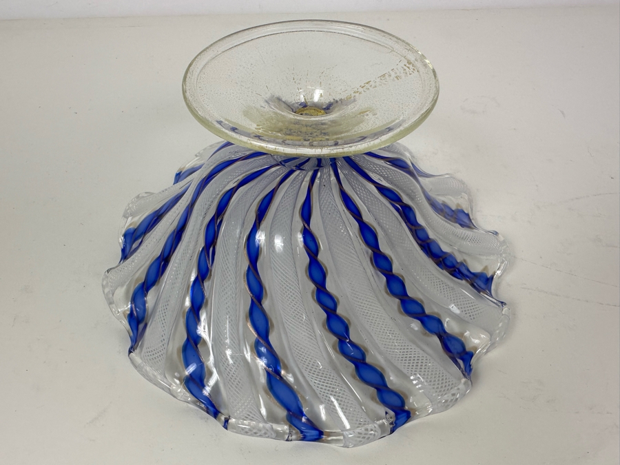 Stunning Italian Venetian Glass Compote Bowl 7'W X 3.5'H [Photo 5]