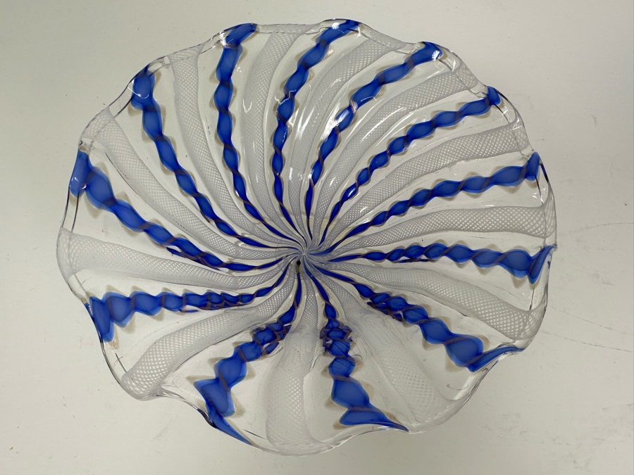 Stunning Italian Venetian Glass Compote Bowl 7'W X 3.5'H [Photo 2]