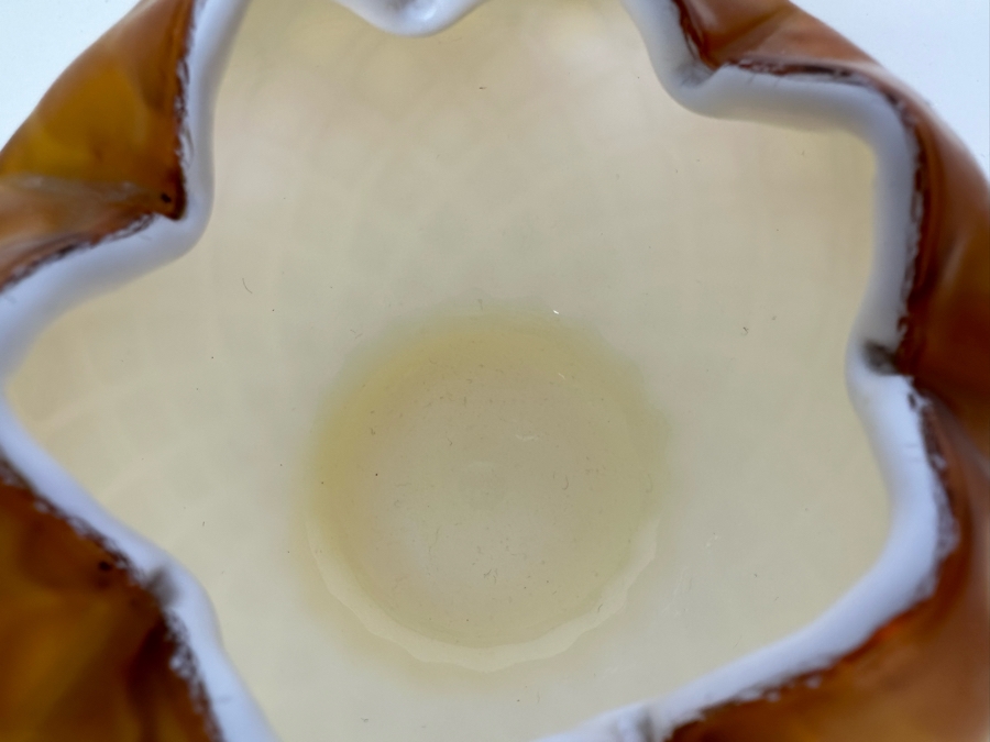 Victorian MOP Mother Of Pearl Satin Art Glass Rose Bowl 4.5'H [Photo 6]