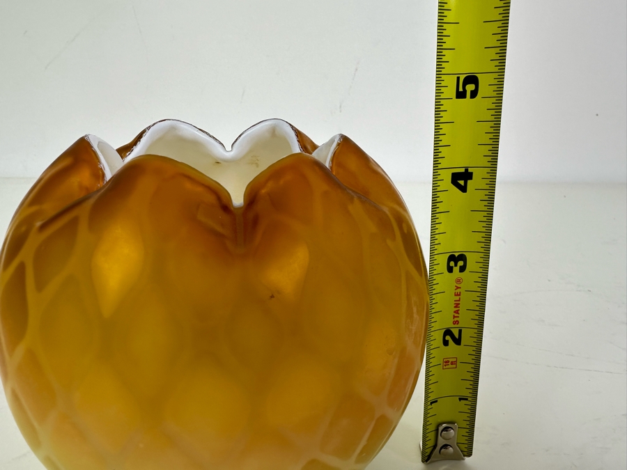 Victorian MOP Mother Of Pearl Satin Art Glass Rose Bowl 4.5'H [Photo 10]