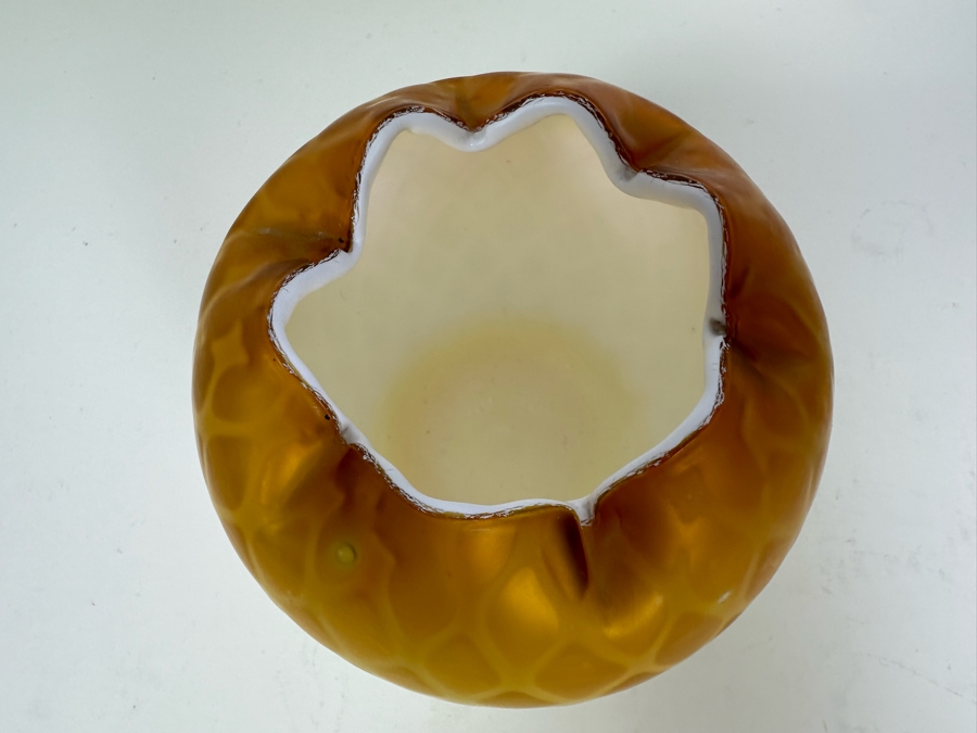 Victorian MOP Mother Of Pearl Satin Art Glass Rose Bowl 4.5'H [Photo 3]