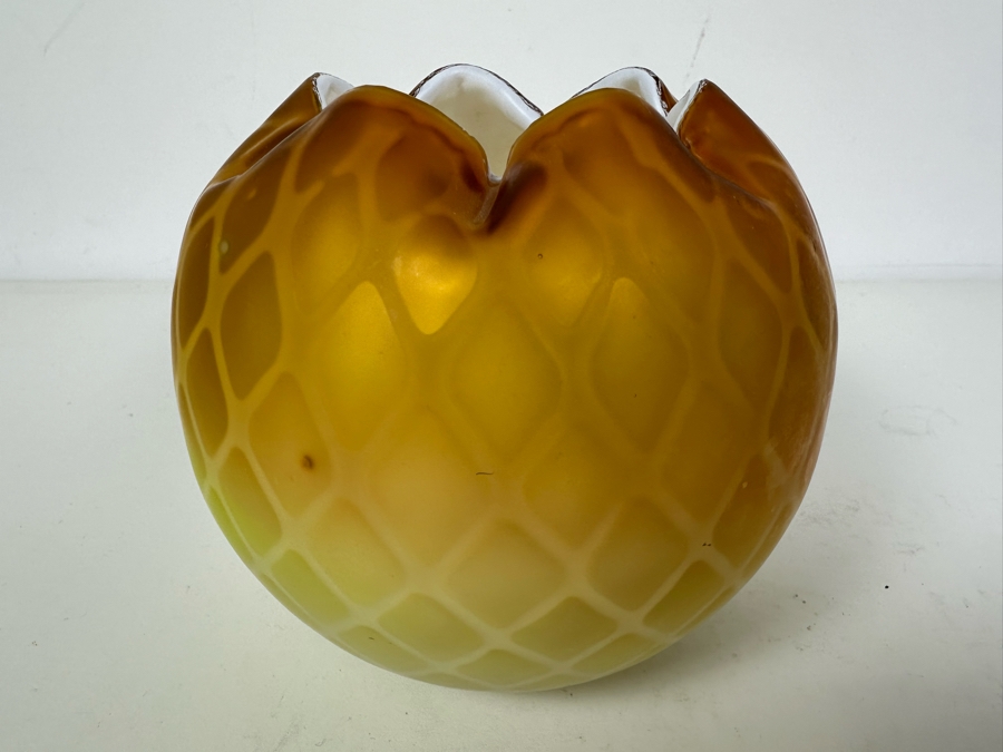 Victorian MOP Mother Of Pearl Satin Art Glass Rose Bowl 4.5'H [Photo 7]