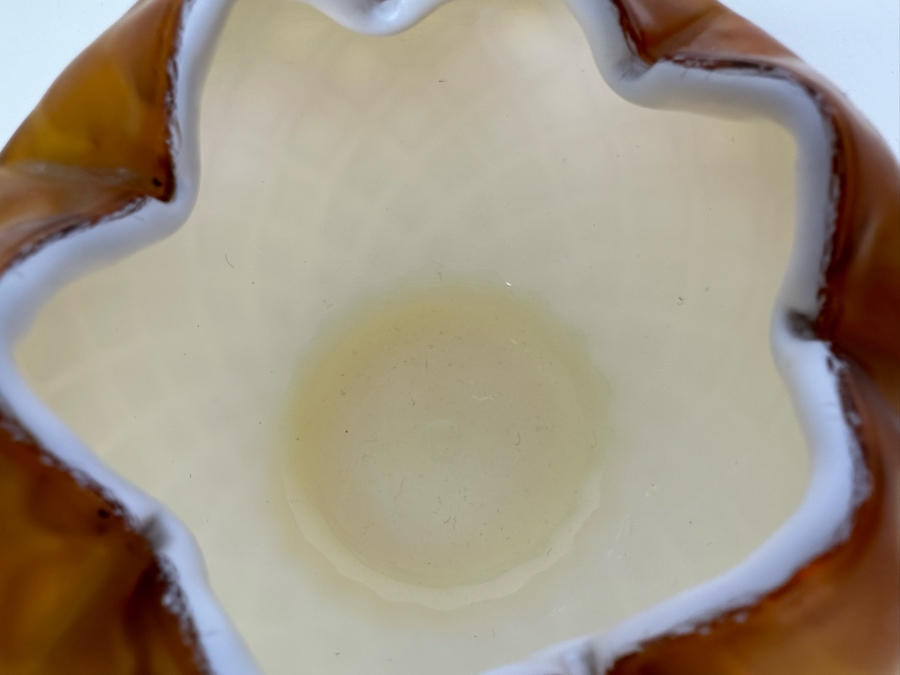 Victorian MOP Mother Of Pearl Satin Art Glass Rose Bowl 4.5'H [Photo 5]