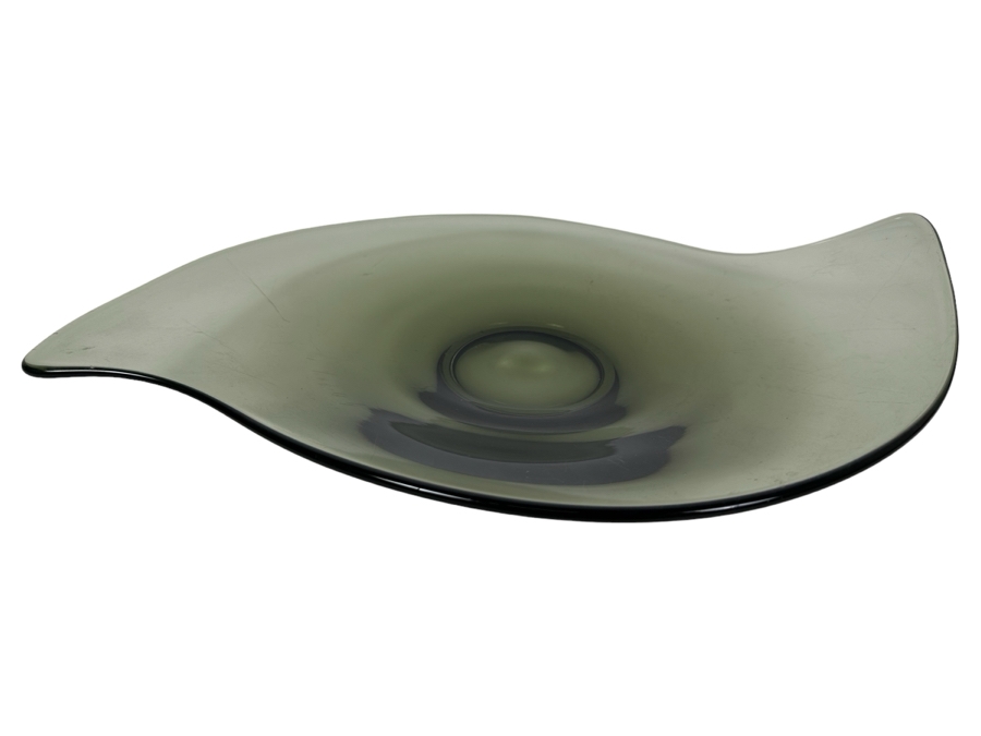Vintage Viking Glass Charcoal Console Platter Bowl 17'W X 12'D [Photo 1]