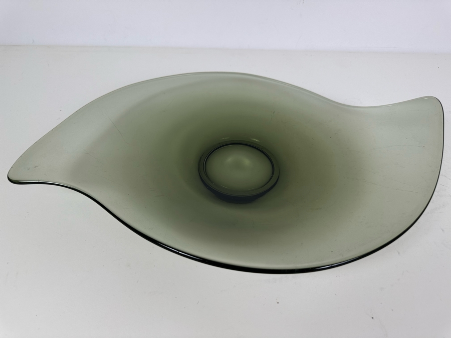 Vintage Viking Glass Charcoal Console Platter Bowl 17'W X 12'D [Photo 2]