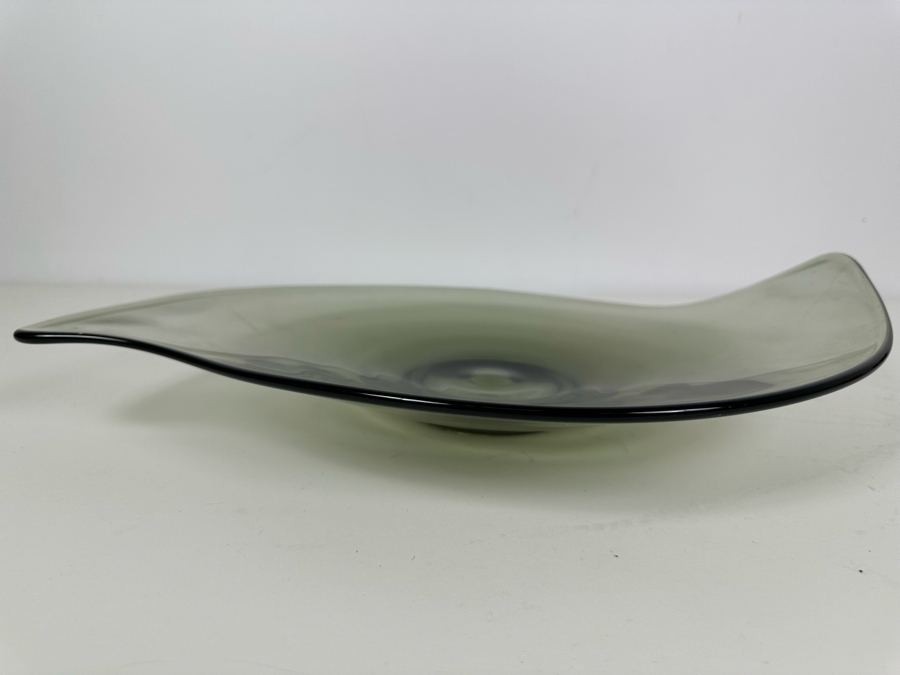 Vintage Viking Glass Charcoal Console Platter Bowl 17'W X 12'D [Photo 3]