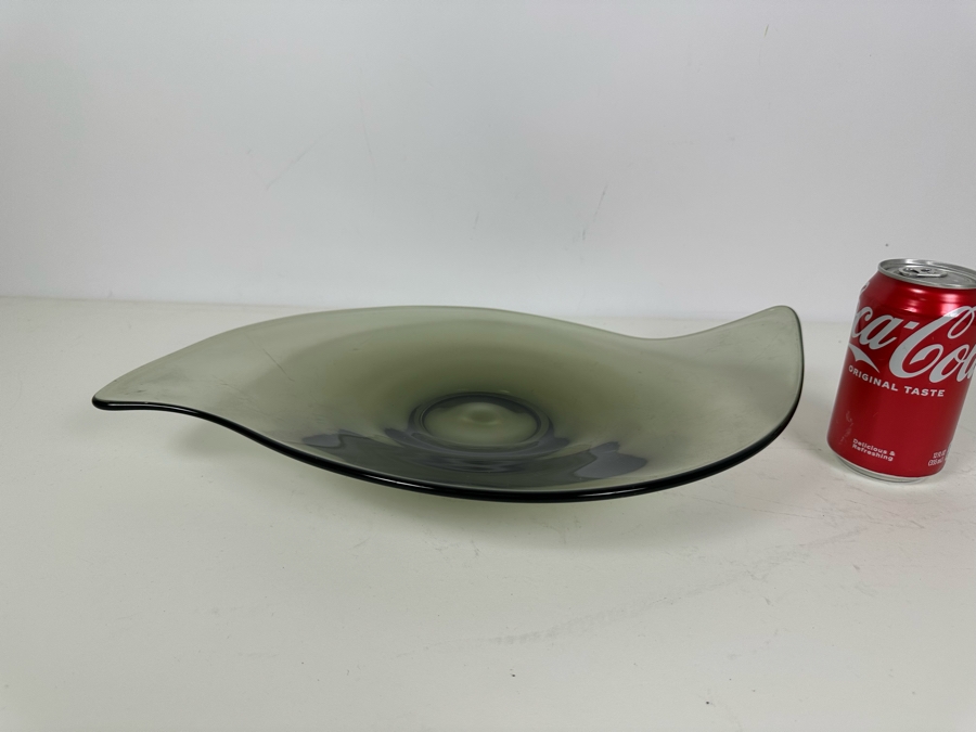 Vintage Viking Glass Charcoal Console Platter Bowl 17'W X 12'D [Photo 8]