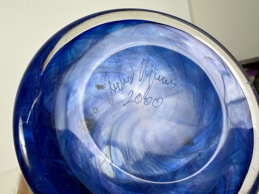 Arist Signed Art Glass Vase 12'H [Photo 7]