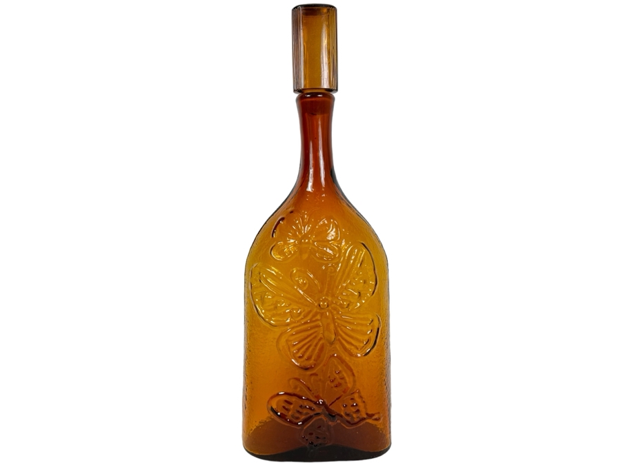 Blenko Glass Joel Philip Myers Butterfly Decanter With Mismatched Stopper 22'H [Photo 1]