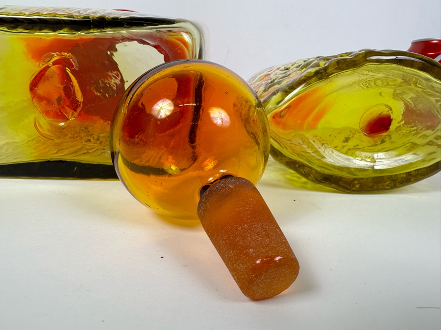 Vintage Amberina Glass Vase Blenko? 12'H And Vintage Blenko Glass Amberina Vase Bottle With Stopper Designed By Joel Philip Myers 16.5'H [Photo 9]