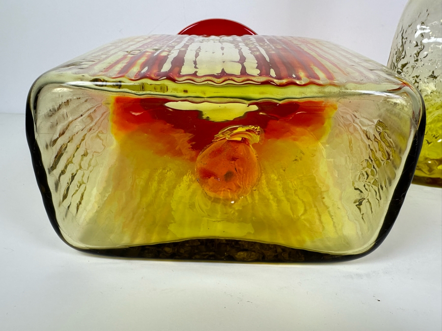 Vintage Amberina Glass Vase Blenko? 12'H And Vintage Blenko Glass Amberina Vase Bottle With Stopper Designed By Joel Philip Myers 16.5'H [Photo 7]