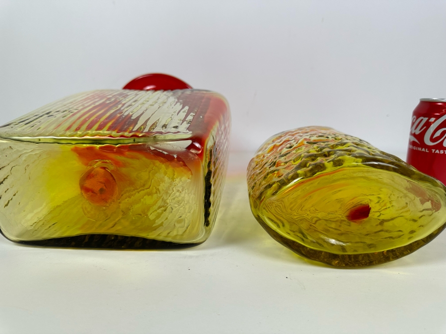 Vintage Amberina Glass Vase Blenko? 12'H And Vintage Blenko Glass Amberina Vase Bottle With Stopper Designed By Joel Philip Myers 16.5'H [Photo 8]