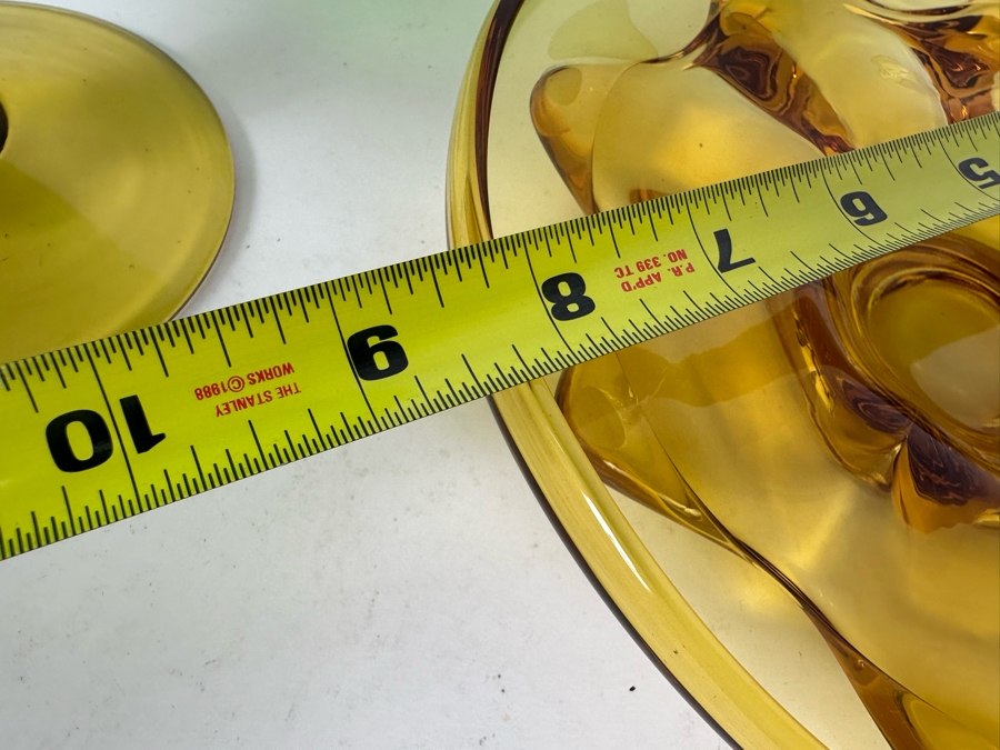 Footed Art Glass Bowl 8.5'H And Amber Glass Dish 8.5'W [Photo 7]
