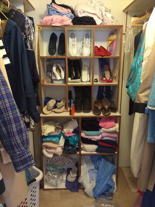 Entire Contents of Walk-In Closet - Shoes, Clothes, Scale [Photo 1]