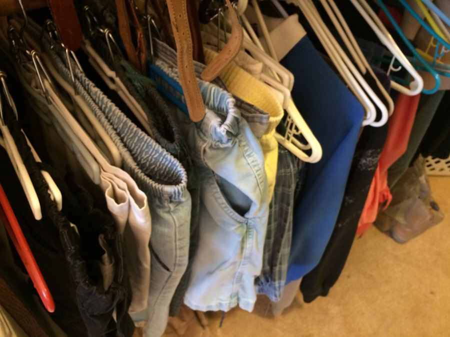 Entire Contents of Walk-In Closet - Shoes, Clothes, Scale [Photo 16]