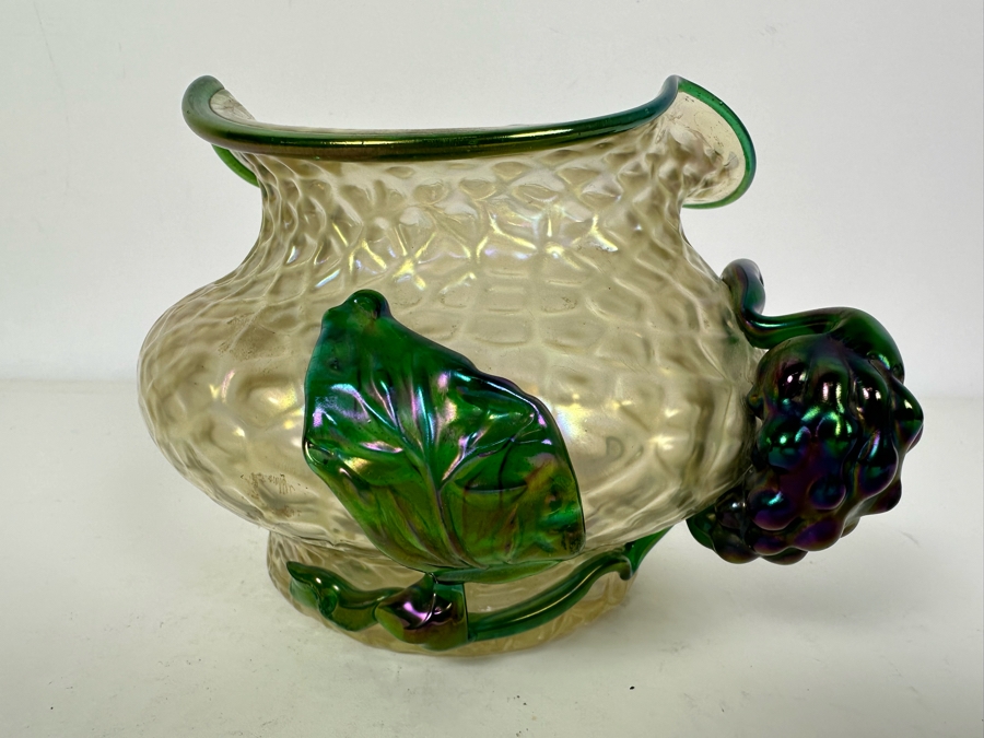Vintage Iridescent Loetz Kralik Czech Ruffled Glass Vase 4.5'H [Photo 2]