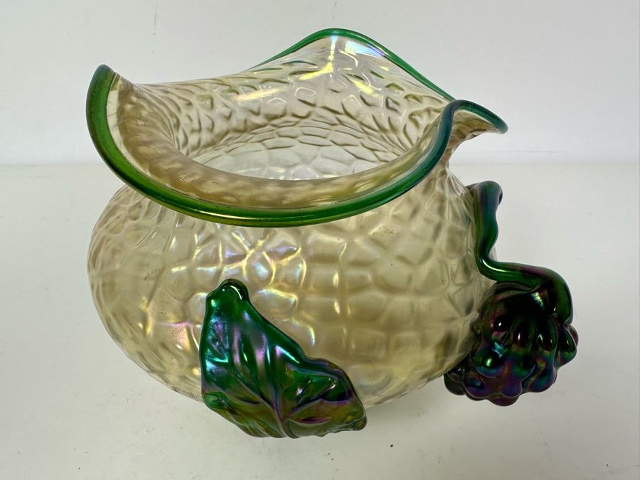 Vintage Iridescent Loetz Kralik Czech Ruffled Glass Vase 4.5'H [Photo 3]