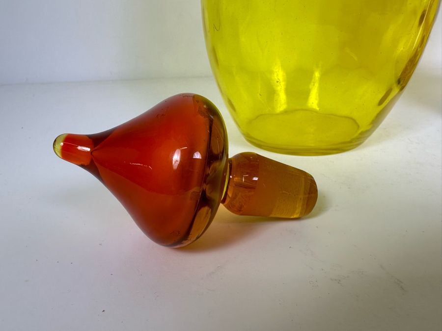 Vintage Pair Of Large Handmade Glass Bottles Decanters With Stoppers - Vase On Right Is Blenko Glass 18'H & 22'H [Photo 7]