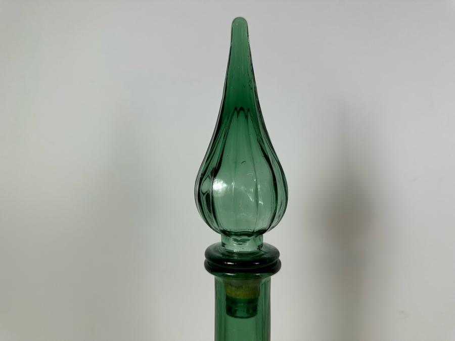 Pair Of Vintage MCM Empoli Glass Genie Bottles Decanters Italian Glass 24'H	 [Photo 4]