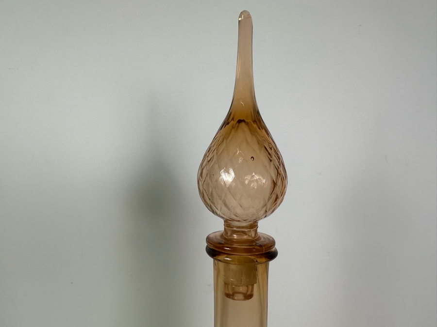 Pair Of Vintage MCM Empoli Glass Genie Bottles Decanters Italian Glass 24'H	 [Photo 3]