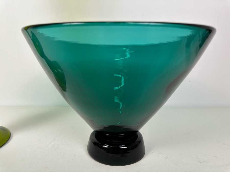 Tall Art Glass Vase 18.5'H And Footed Art Glass Bowl 7'H [Photo 2]