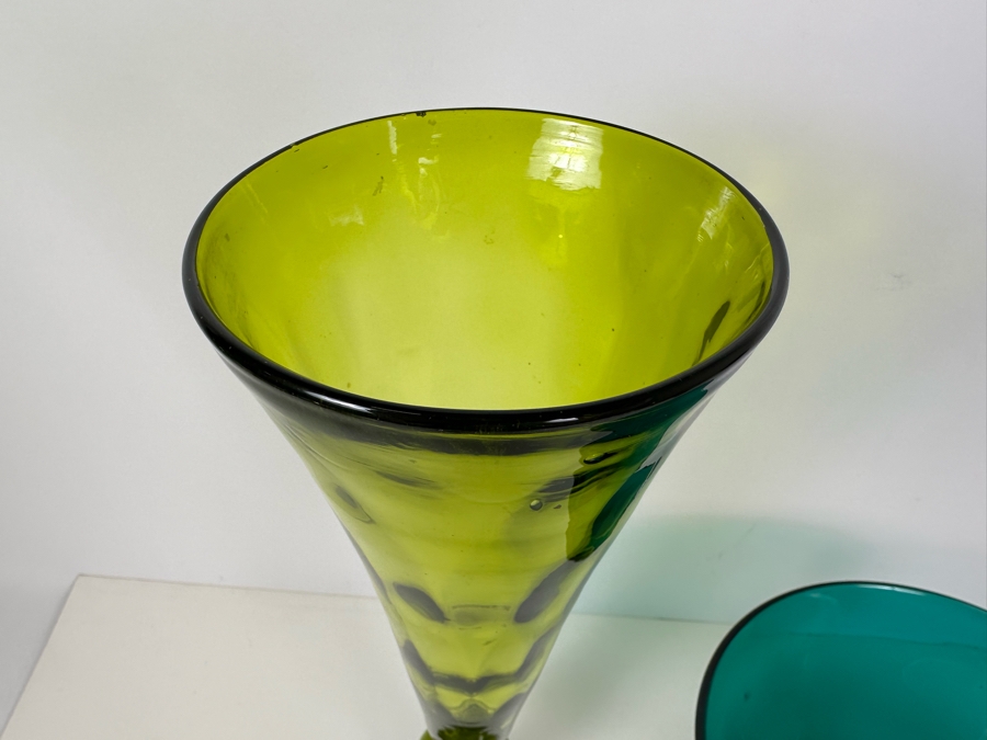 Tall Art Glass Vase 18.5'H And Footed Art Glass Bowl 7'H [Photo 5]