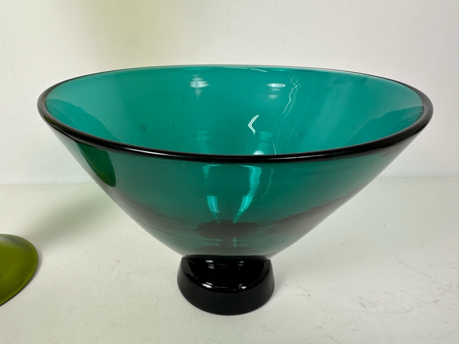 Tall Art Glass Vase 18.5'H And Footed Art Glass Bowl 7'H [Photo 3]