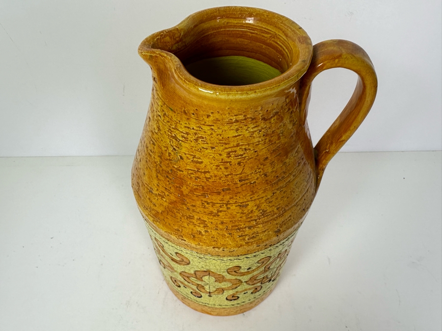 Vintage MCM Bitossi Italian Ceramic Pottery Pitcher Vase Made In Italy 9'H [Photo 3]