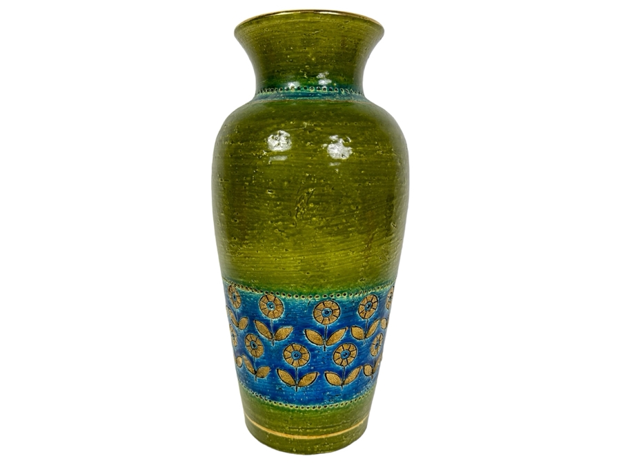 Vintage MCM Bitossi Italian Ceramic Pottery Vase Created In Italy For Rosenthal-Netter Inc 12'H