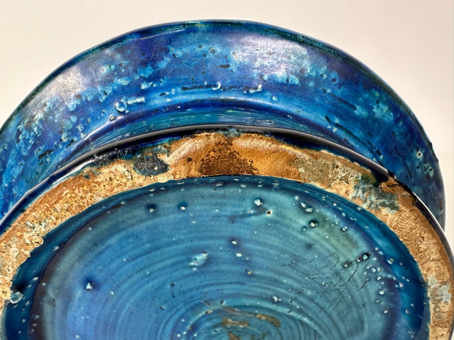 Vintage MCM Bitossi Italian Ceramic Pottery Vase Blues And Greens 7'H	 [Photo 7]