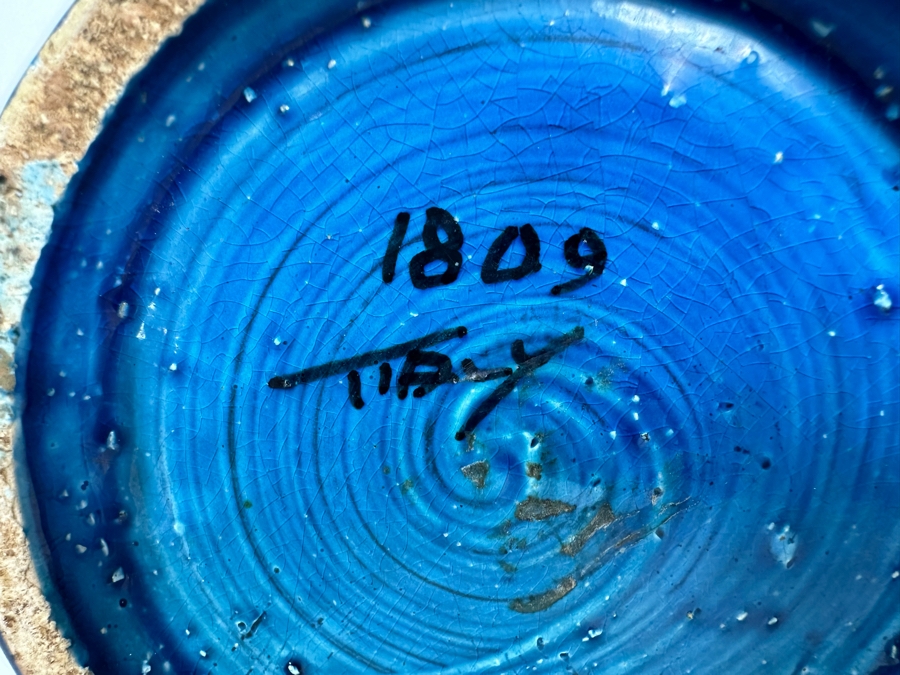 Vintage MCM Bitossi Italian Ceramic Pottery Vase Blues And Greens 7'H	 [Photo 5]