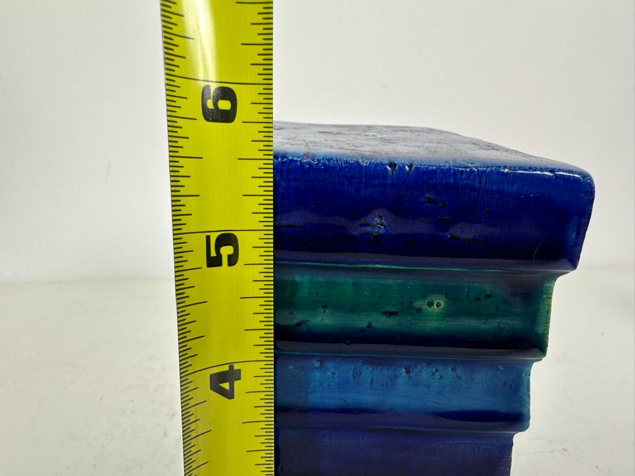 Vintage MCM Bitossi Italian Ceramic Pottery Blues And Greens 4.25'W X 3'D X 5.5'H [Photo 11]