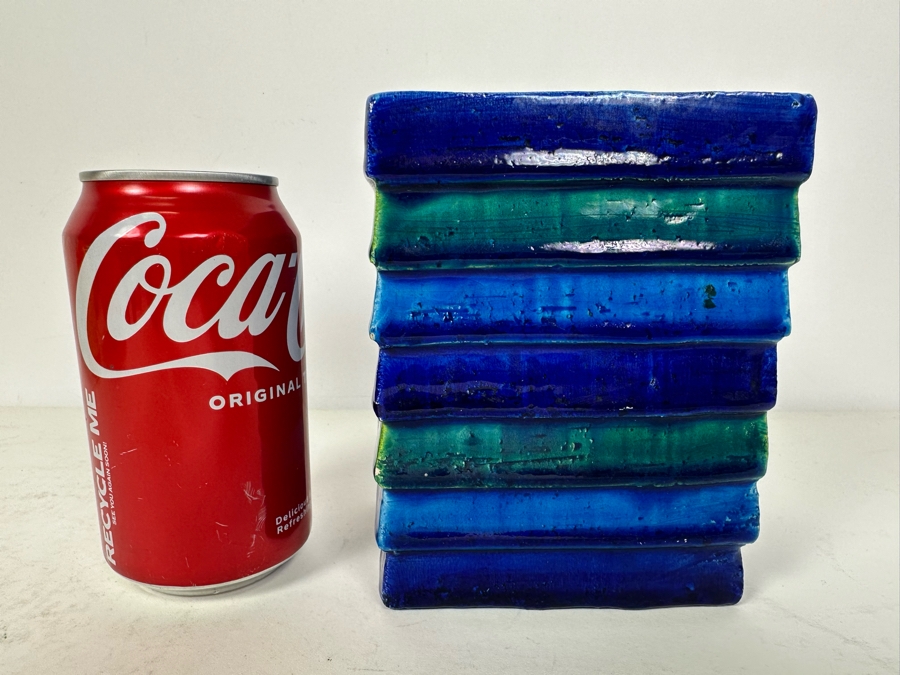 Vintage MCM Bitossi Italian Ceramic Pottery Blues And Greens 4.25'W X 3'D X 5.5'H [Photo 12]