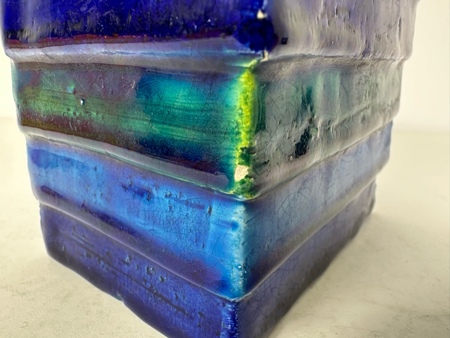 Vintage MCM Bitossi Italian Ceramic Pottery Blues And Greens 4.25'W X 3'D X 5.5'H [Photo 8]