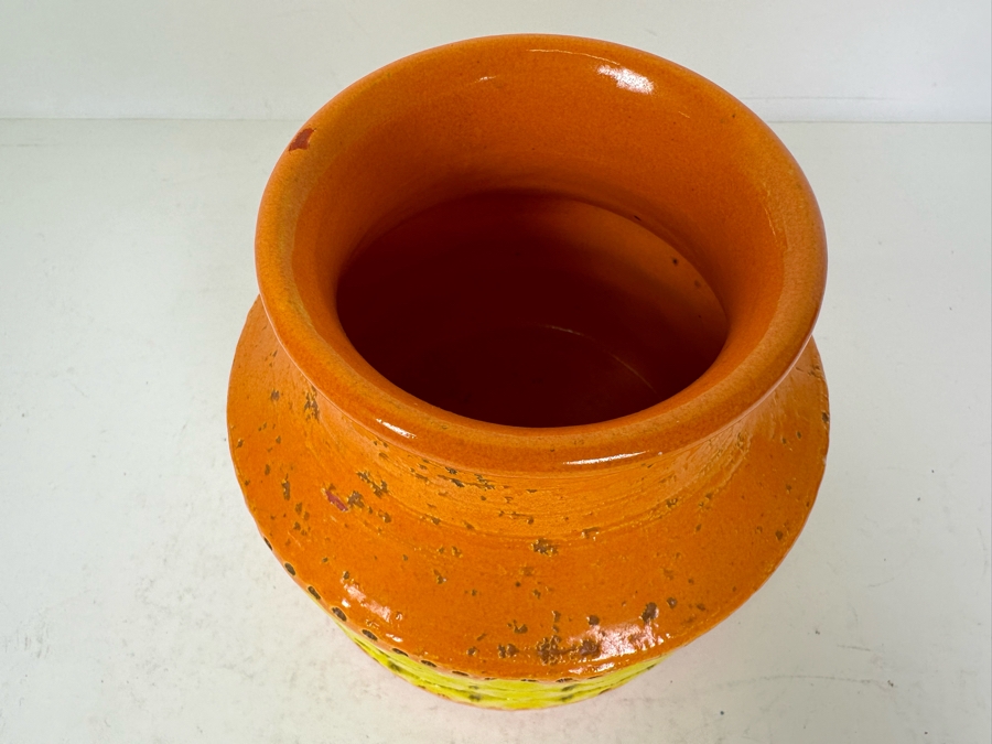 Vintage MCM Bitossi Italian Ceramic Pottery Vase Orange & Yellow 5'H [Photo 2]