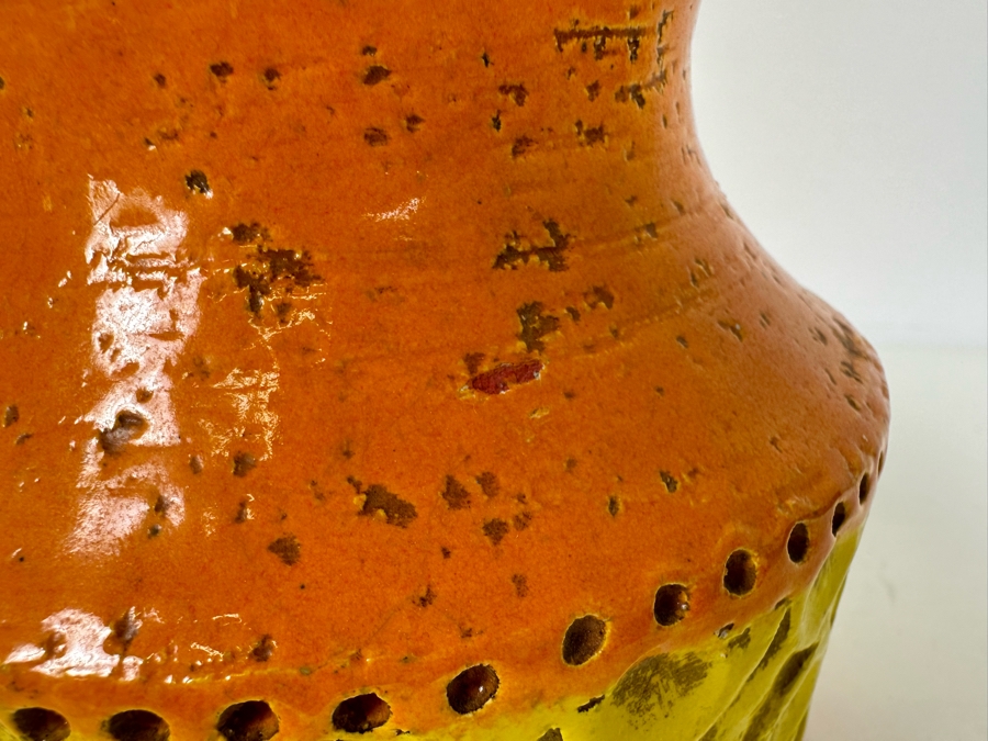 Vintage MCM Bitossi Italian Ceramic Pottery Vase Orange & Yellow 5'H [Photo 8]