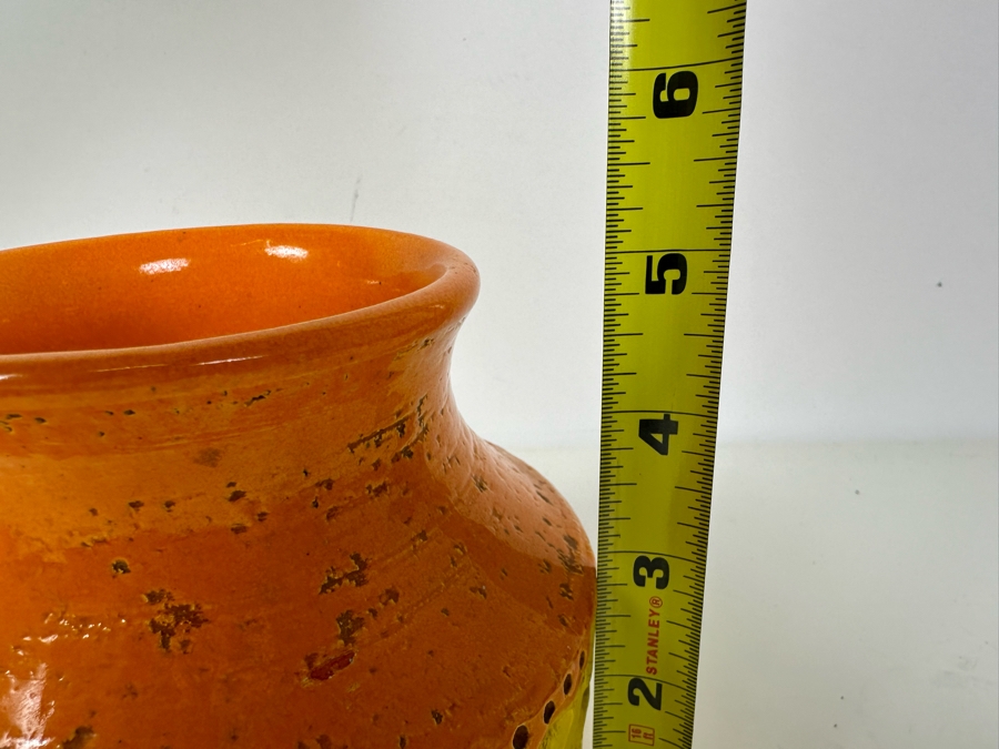 Vintage MCM Bitossi Italian Ceramic Pottery Vase Orange & Yellow 5'H [Photo 10]