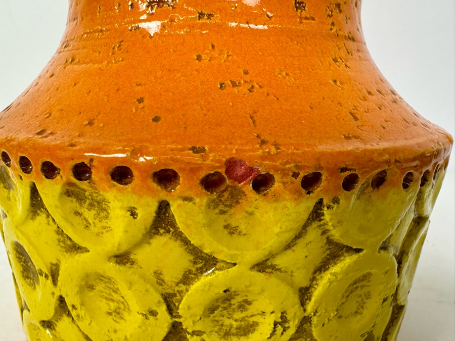 Vintage MCM Bitossi Italian Ceramic Pottery Vase Orange & Yellow 5'H [Photo 7]