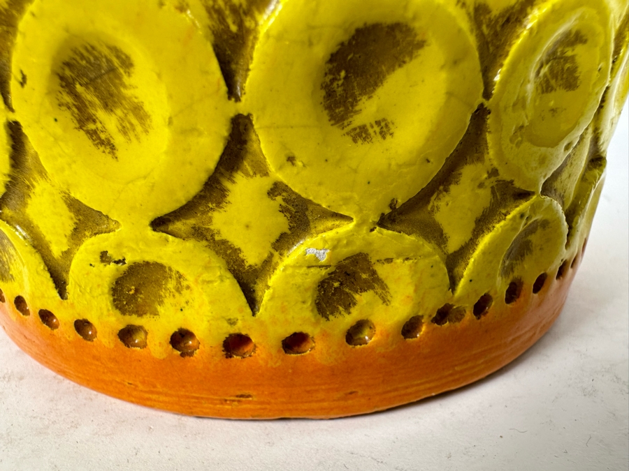 Vintage MCM Bitossi Italian Ceramic Pottery Vase Orange & Yellow 5'H [Photo 9]