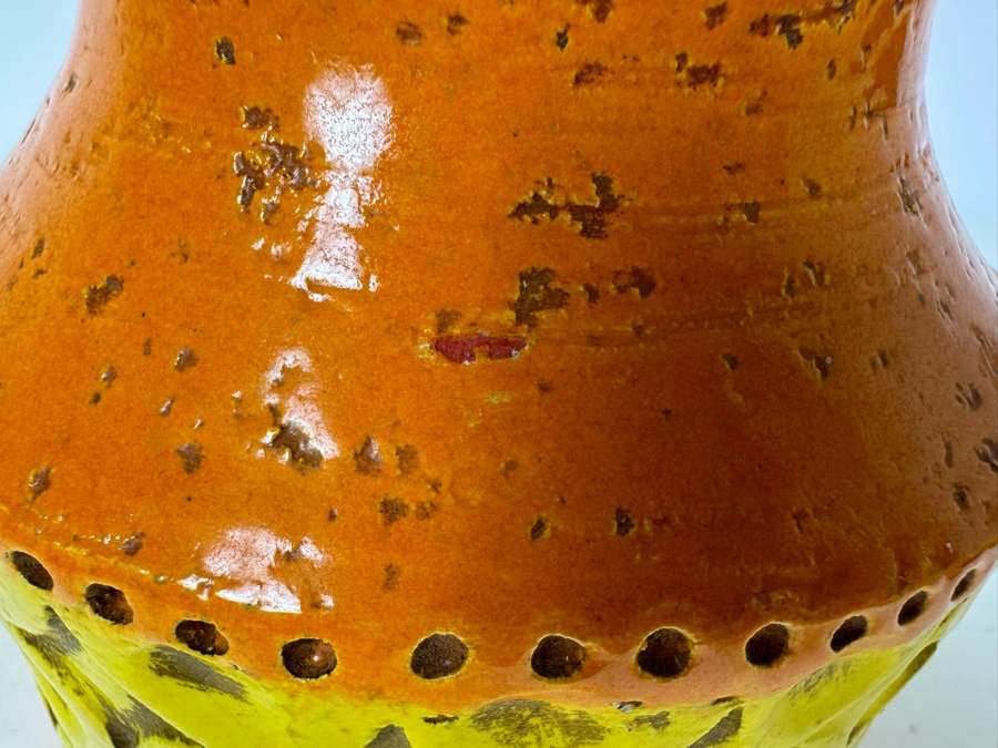 Vintage MCM Bitossi Italian Ceramic Pottery Vase Orange & Yellow 5'H [Photo 6]