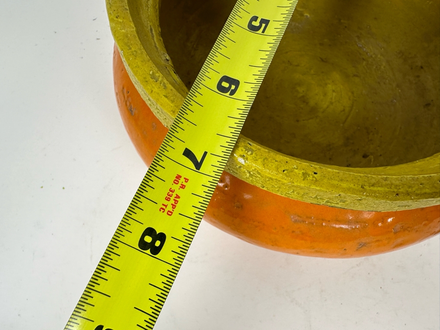 Vintage MCM Bitossi Italian Ceramic Pottery Ashtray Orange & Yellow 7'W X 4'H [Photo 11]