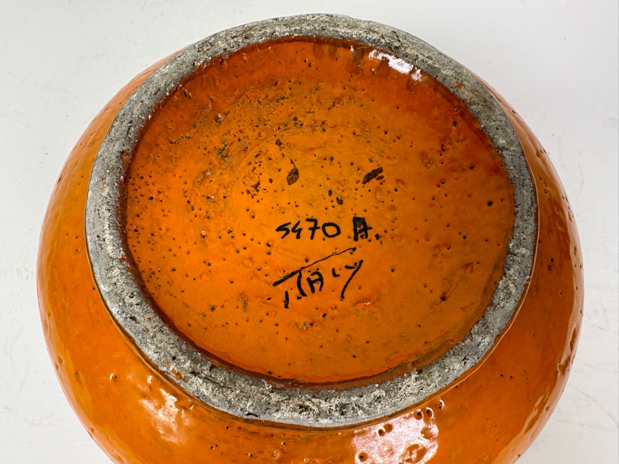 Vintage MCM Bitossi Italian Ceramic Pottery Ashtray Orange & Yellow 7'W X 4'H [Photo 7]