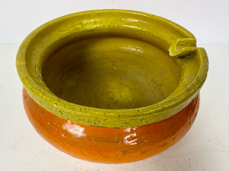 Vintage MCM Bitossi Italian Ceramic Pottery Ashtray Orange & Yellow 7'W X 4'H [Photo 2]
