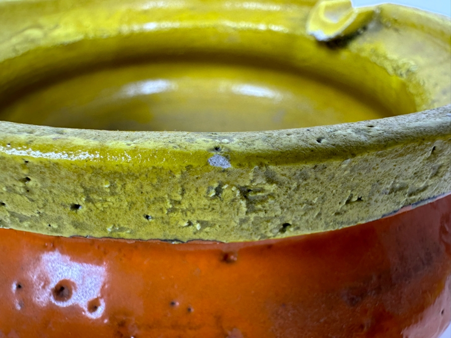 Vintage MCM Bitossi Italian Ceramic Pottery Ashtray Orange & Yellow 7'W X 4'H [Photo 5]