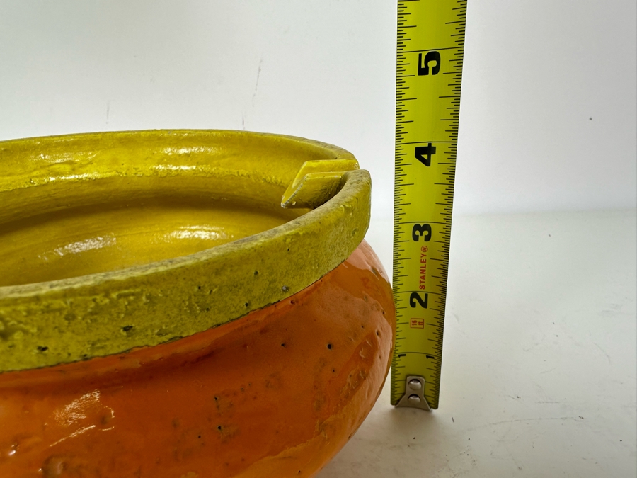 Vintage MCM Bitossi Italian Ceramic Pottery Ashtray Orange & Yellow 7'W X 4'H [Photo 10]