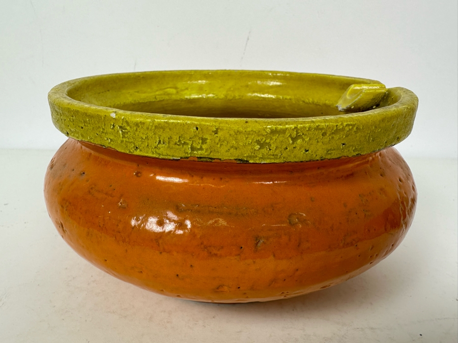 Vintage MCM Bitossi Italian Ceramic Pottery Ashtray Orange & Yellow 7'W X 4'H [Photo 3]