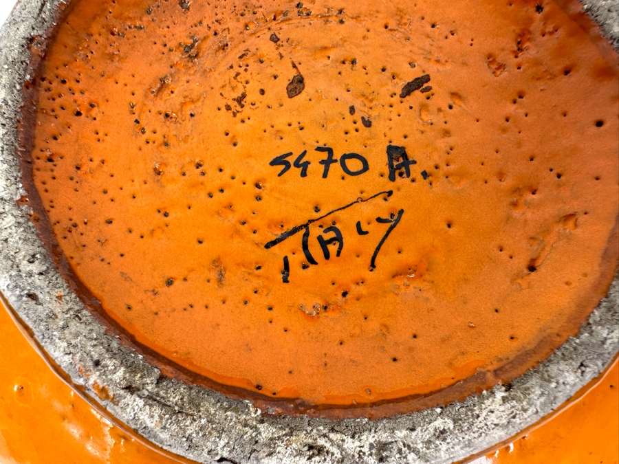 Vintage MCM Bitossi Italian Ceramic Pottery Ashtray Orange & Yellow 7'W X 4'H [Photo 8]