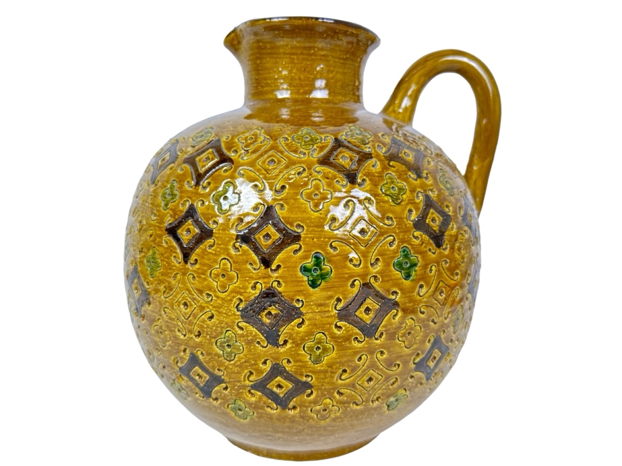 Vintage MCM Bitossi Italian Ceramic Pottery Vessel Pitcher With Handle 10'H [Photo 1]